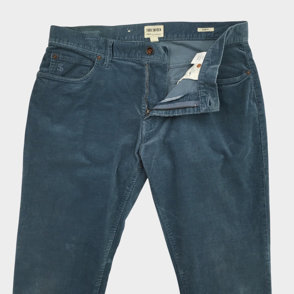 Todd Snyder Slim Fit Stretch‎ Corduroy 5-Pocket Jeans Blue Teal Mens 32x34